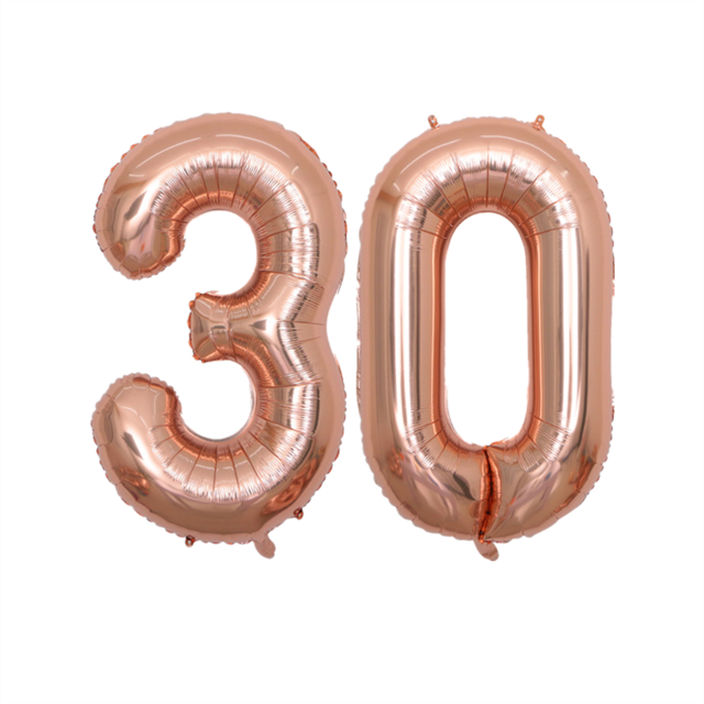 2pcs 32/40 inch Happy 30 Birthday Foil Balloons Red Pink Blue Silve Number 30th Years Old Party Decorations Anniversary Supplies: rose gold / 40inch