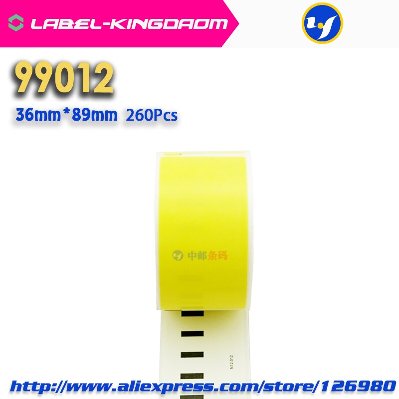 9 Rolls Yellow Color Generic Dymo 99012 Label 36mm*89mm 260Pcs Compatible for LabelWriter400 450 450Turbo Printer