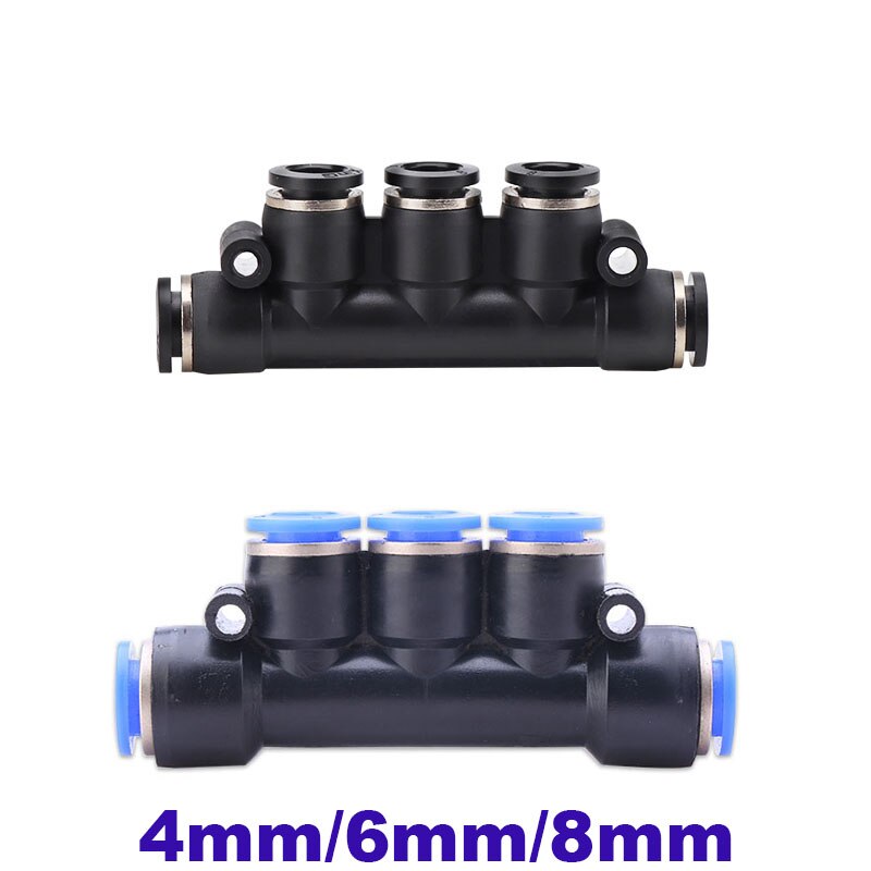 10 stk en masse one touch plastrør 5 vejs pneumatisk luft hurtig fitting 4mm 6mm 8mm x type slangeforbindelse pw pk pkg femrørs samling