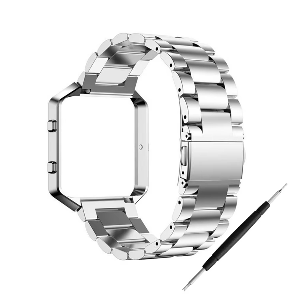 Correa de reloj de acero inoxidable 316L + funda protectora de marco para Fitbit Blaze pulsera impermeable accesorios de correa de reloj: Black Yellow
