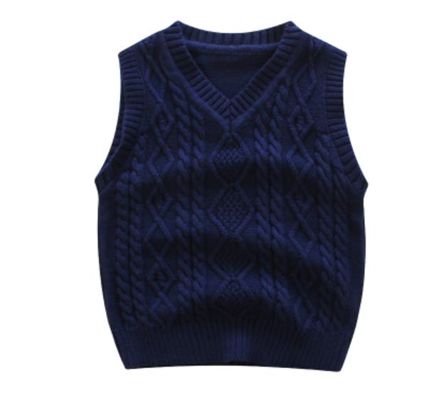 2to 6 år baby børn strikkede trøjer vest college style v-hals forår drenge tøj spædbørn børn tøj sweater vest: Marine blå / 2t( tag 8)