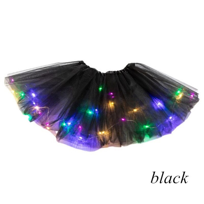 8 Kleuren Gloeiende Led Meisjes Tutu Rokken Pure Verse En Zoete Plooirok Party: Black