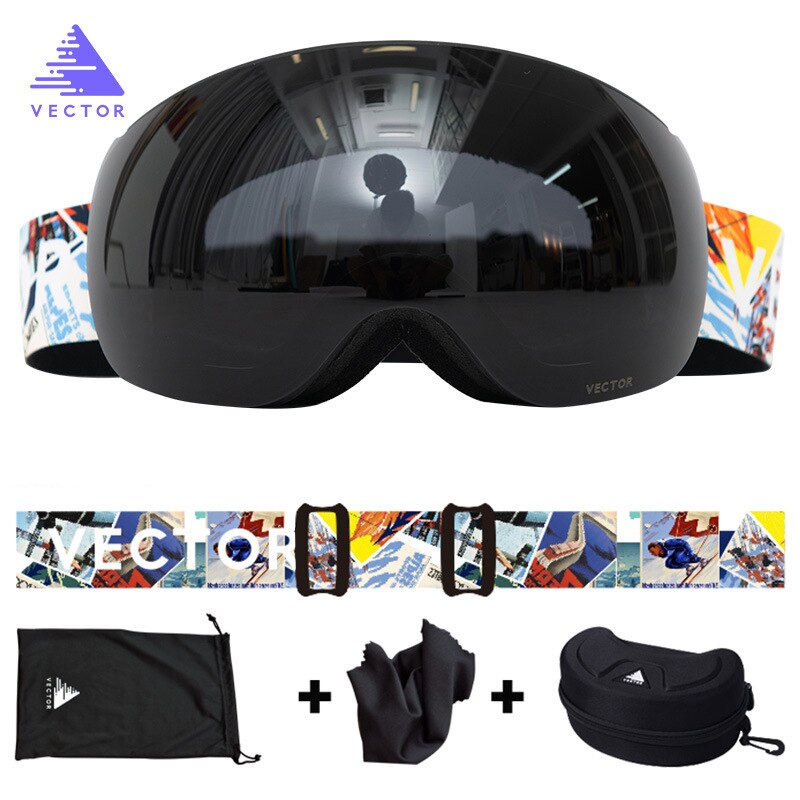 Skibrillen voor dames, skibrillen voor heren, sneeuwbrillen met 100% uv400 beschermingen, anti-condens, snowboardbrillen, skisportuitrusting: Kleur 06 met hoesje