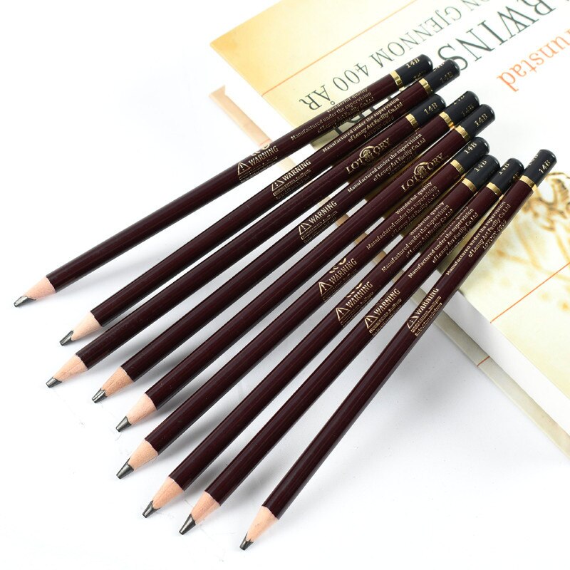 12/box Sketch Pencils Various Hardness Drawing Writing Pen Art Examination Soft Charcoal Learning Stationery