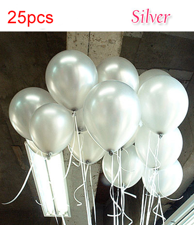 25 stks/partij Party Bruiloft Decoratie Multicolor roze witte Ballon Verdikking Peer Impulsen Gelukkige Verjaardag Feestartikelen Ballonnen: Silver