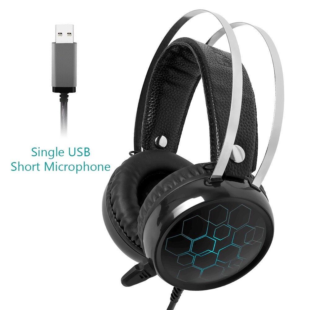 spilling hodetelefon 3.5mm usb kablet ledet lys øretelefon stereo omgi gamer headset med mikrofon til pc datamaskin bærbar pc  ps4: 7.1 korte mikrofoner