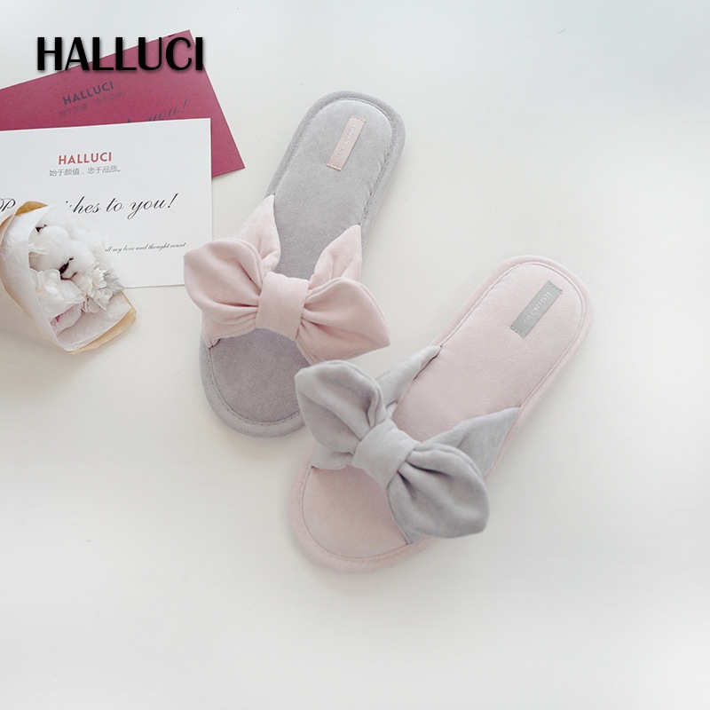Zapatillas de casa con lazo de Corea para mujer, zapatillas sencillas, deslizantes, suaves, antideslizantes, bonitas zapatillas de Interior de verano para mujer