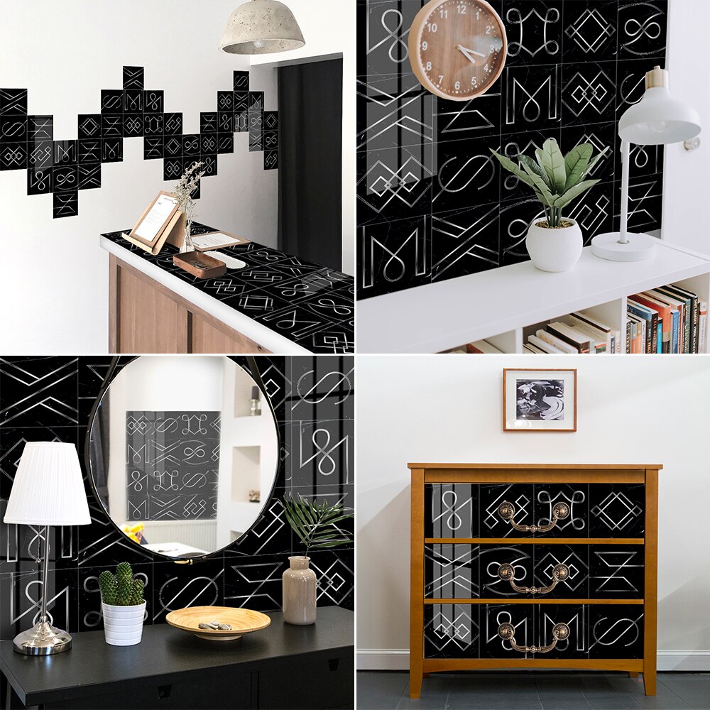 European style light luxury imitation tile wall stickers self-adhesive pvc wall stickers rental house renovation kitchen wallpap