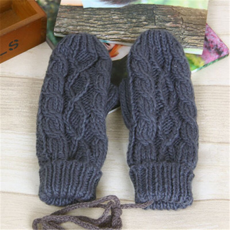 Mwoiiowm varme vinterhandsker kvinder vanter 8 farver damer dejlige strikkede handsker piger 24: Mørkegrå