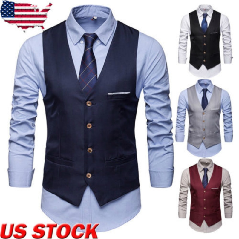 Kjole vester for menn slim fit herre dress vest herre vest gilet homme uformell ermeløs formell forretningsjakke