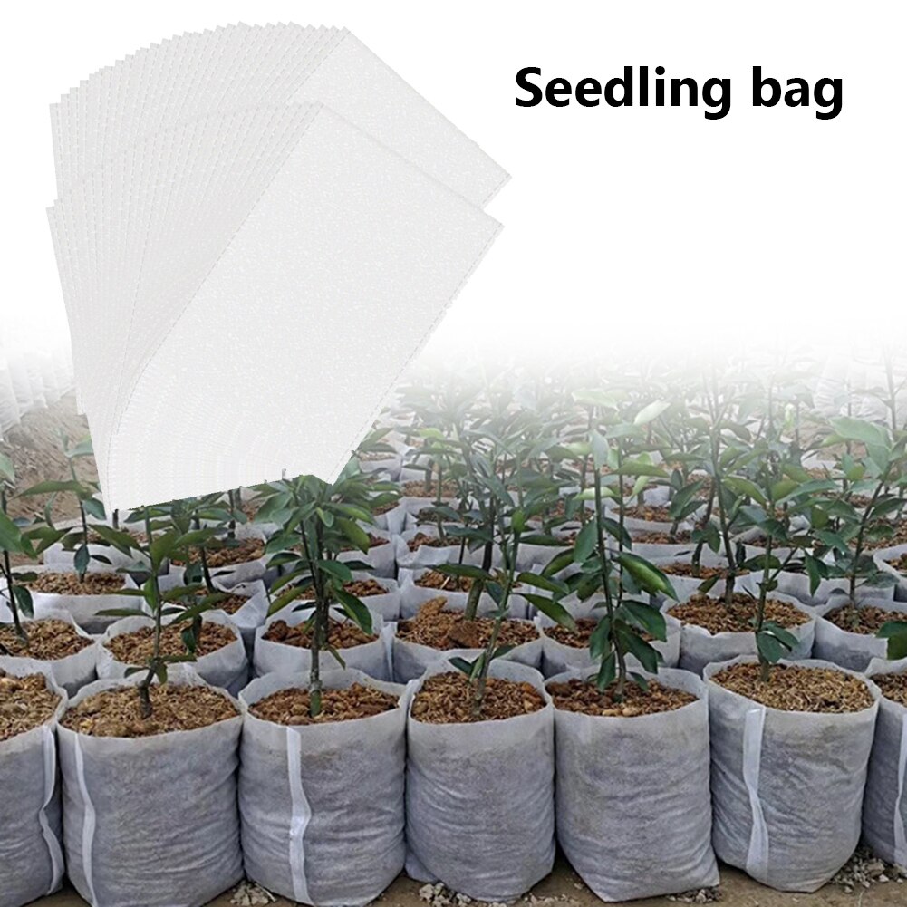 100Pcs Biodegradable Nursery Plant Grow Bags Non Woven Fabric Seedling Growing Planter Planting Pots Garden Flower Ventilate Bag