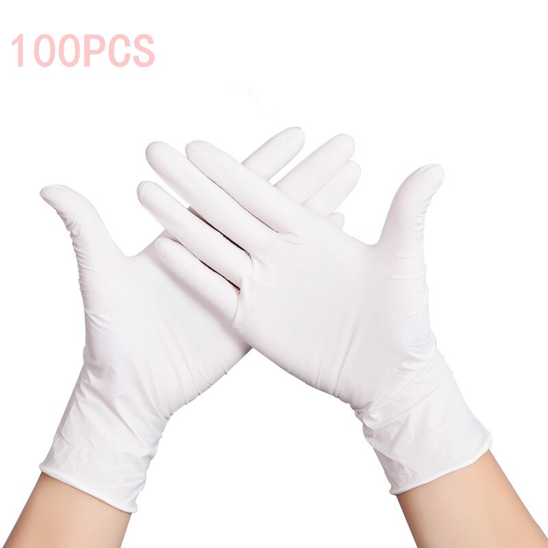 Latex Gloves Disposable 100pcs Black Nitrile Gloves XS/S/M for Household Cleaning Drawing Kitchen Washing Work Protective Gloves: White 100PCS / XS