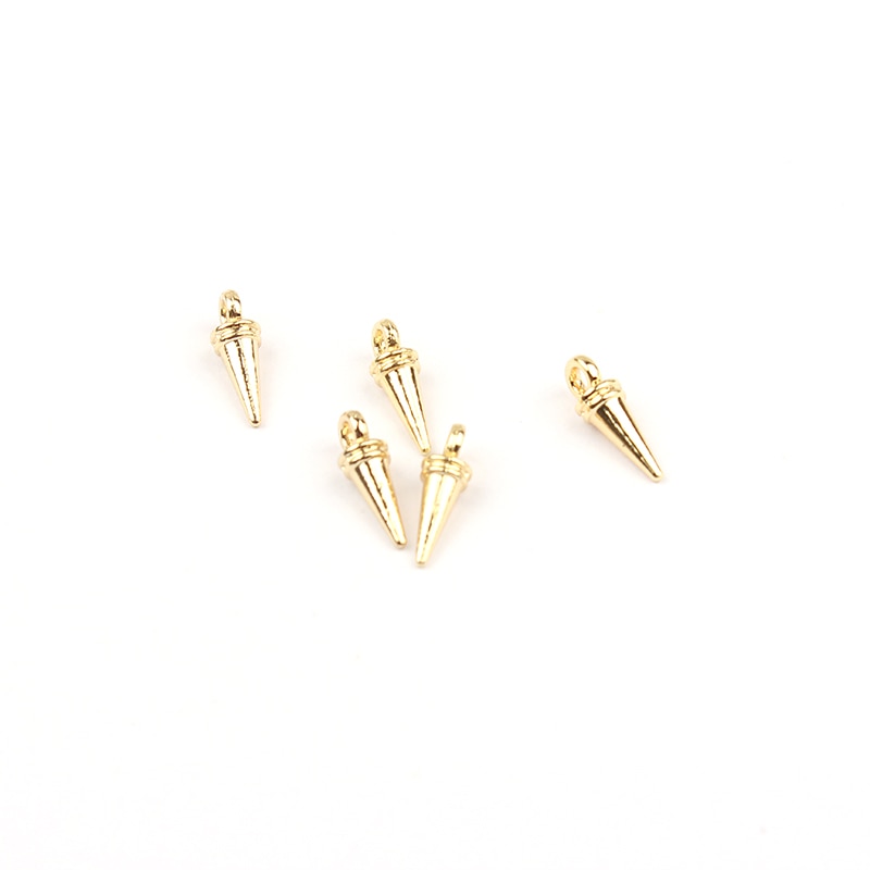 neue 50 teile/los 13*4 MM Zink Legierung Gold Kleine Spitze Nadel Spike Charms Anhänger Für DIY Schmuck quaste Zubehör