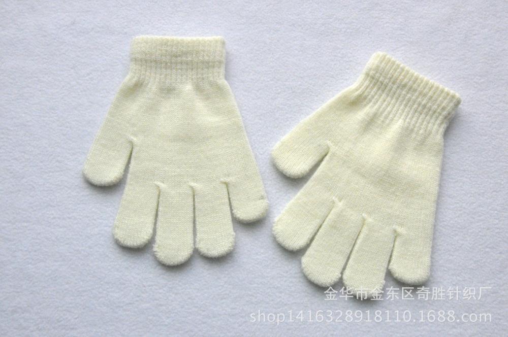 Candy Solid Color Winter Kids Gloves Mittens Children Girls Boys Student Writing Keep Warm Finger Gloves For 7-11 Years Old: white