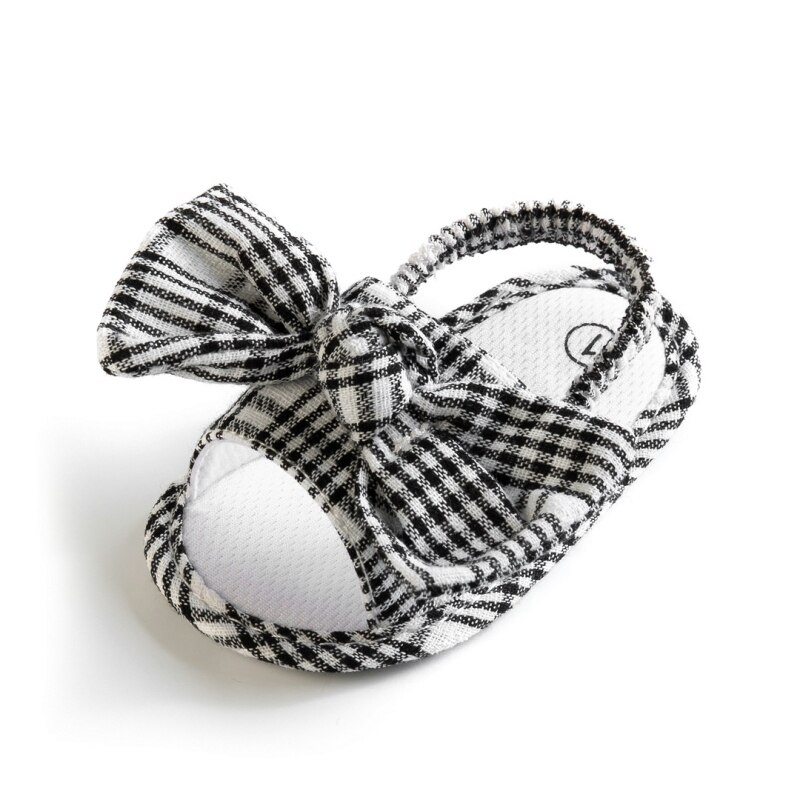 Sommer Neugeborenen Baby Mädchen Sandalen Anti Unterhose Weiche Sohle Plaid Kleinkind Erste Wanderschuhe Schuhe 0-18M lässig Bowknot Strand Schuhe