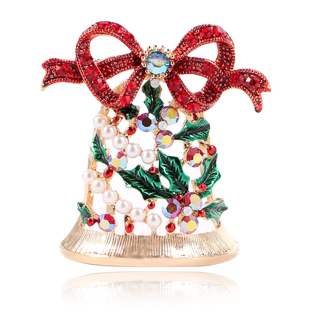 Etnische Stijl Broches Kerst Strass Boom Bell Broche Pin Crystal Kerstman Xmas Party Sieraden: 5