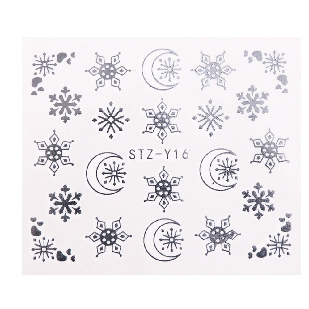 1 st guld silver jul nagelkonst klistermärken vinter snö blomma skjutreglage vatten dekaler för naglar manikyr verktyg lastz-ya -2: Stz -y16 silver