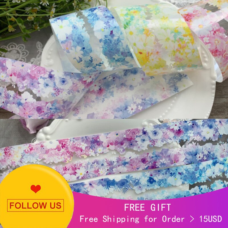1 Loop Misty Decoratieve Washi Tape Sample Xianfu Kleurrijke Bloem Release Papier