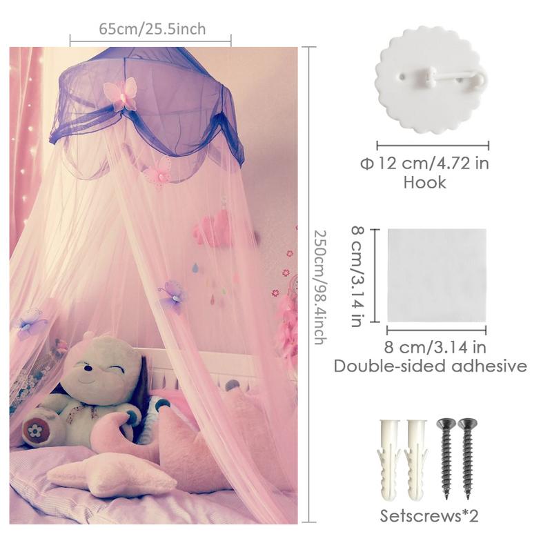 Fantasía niños cuna malla Rosa cama Circular cenefa cama carpa Moustiquaire princesa niños niñas red redonda de mosquitos para los niños