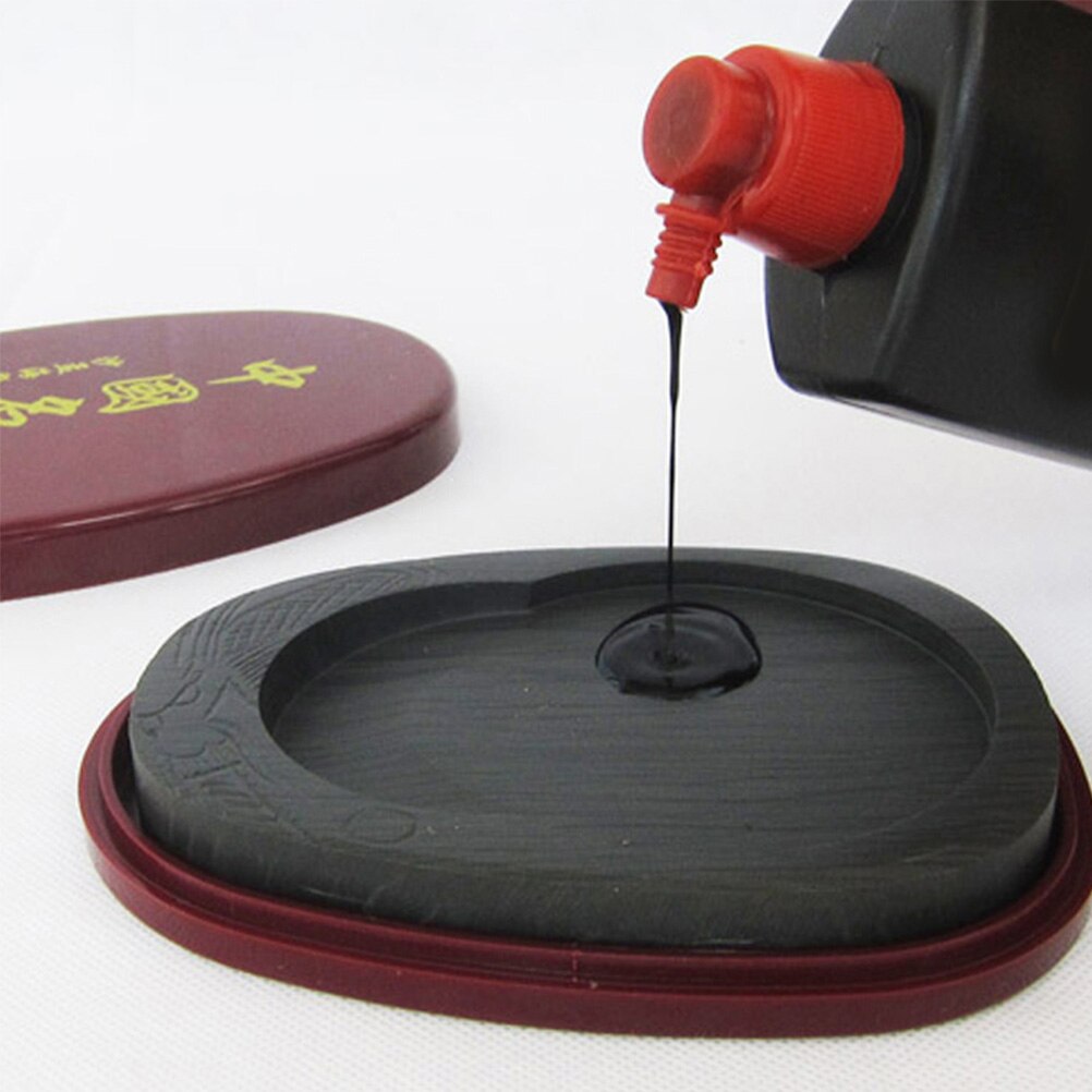 Calligraphy Inkstone with Cover Durable Ink Stone Calligraphy Practice Ink Inkstone