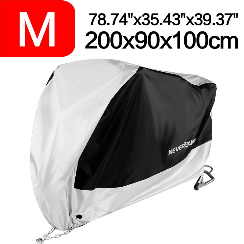 Neverland M 200cm Waterproof 190T Covers Dirt Bike Motorcycle Motors Dust Rain Snow UV Protector Cover Indoor Outdoor D35: Silver Black