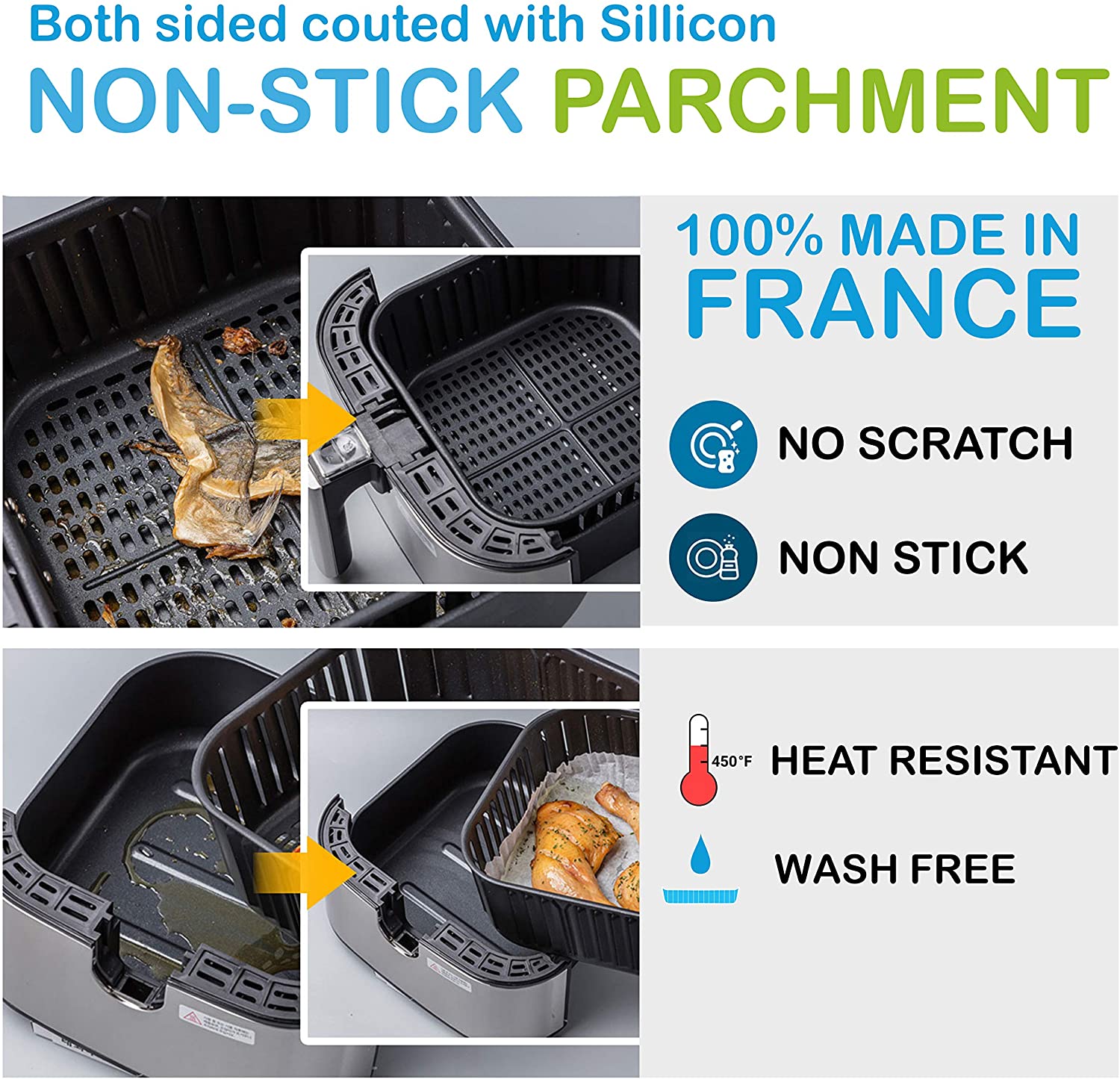 50 pz friggitrice ad aria carta usa e getta pergamena pasta di legno piroscafo carta da forno per friggitrice ad aria accessori per friggitrice ad aria