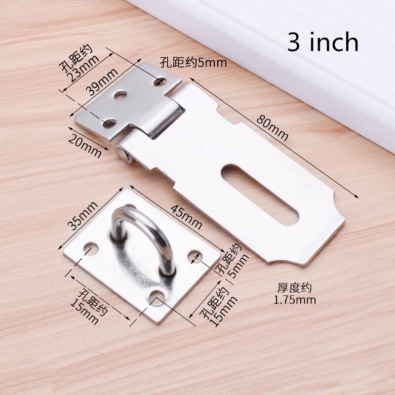 Stainless Steel Cabinet Hasp Padlock Latch Lock Door Hasp Lock Home Hotel Door Security Hardware Gym Locker Wooden Case: 3 inch