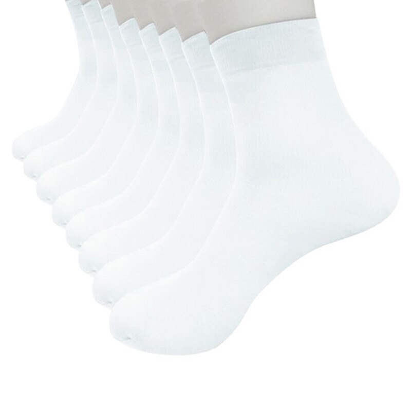 4 Pairs Men Socks bambo Fiber Ultra-thin Elastic cool Silky black Short Silk Men Ankle Socks Chaussette Homme: White