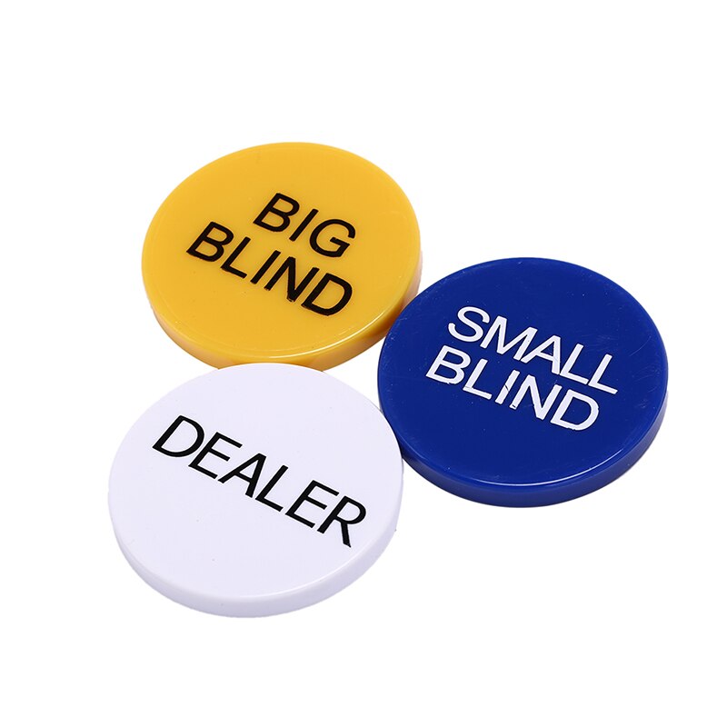 Juego de 3 uds. De botón para fiestas, juego de cartas de póker, Casino, ciego grande, duradero, pequeño, 5cm