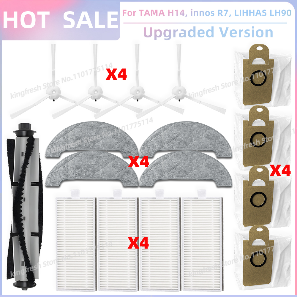Pasuje robić TAMA H14, Blaupunkt Bluebot komfort plus, innos R7, LIHHAS LH90 Części Zamienne robić Odkurzacza Główna Rolka Szczotka Boczna Filtr Szmatka robić Mopowania Worek na Kurz: Jasno szary