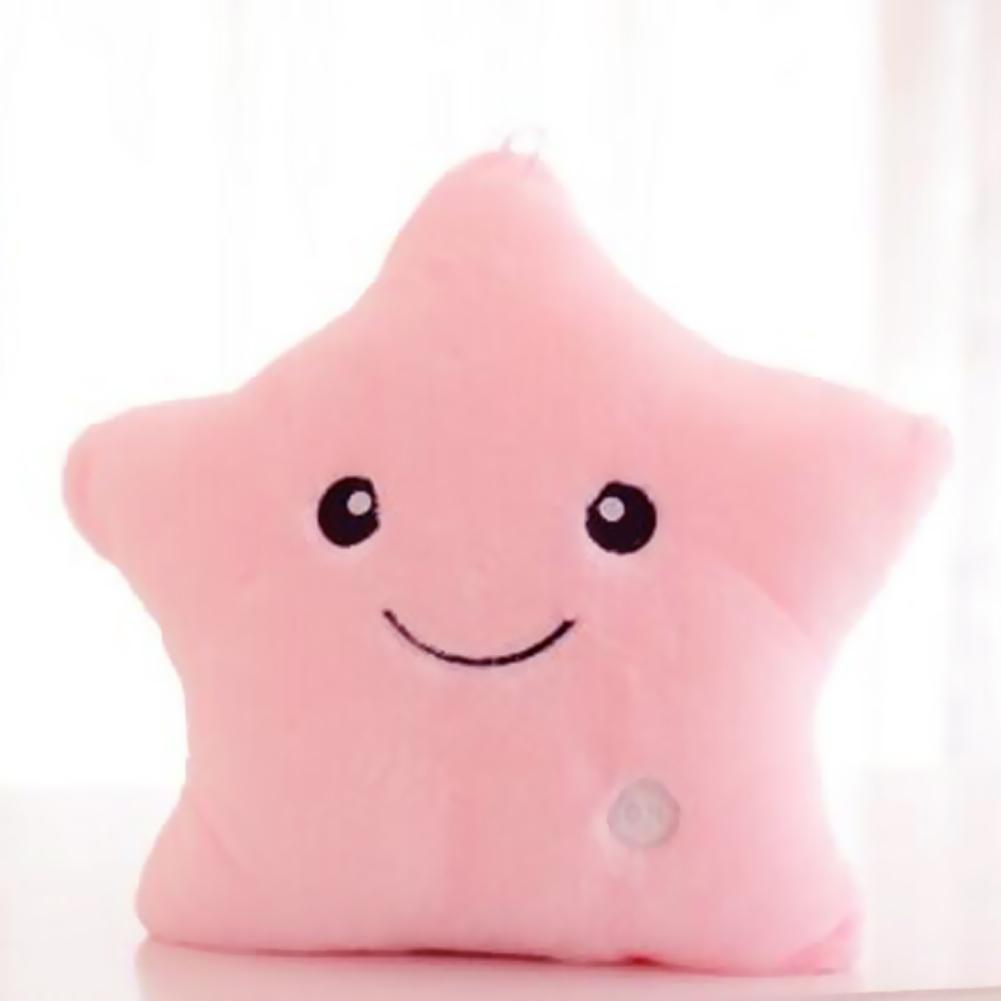 Colorful Star Glow LED Luminous Light Pillow Cushion Soft Relax Pink