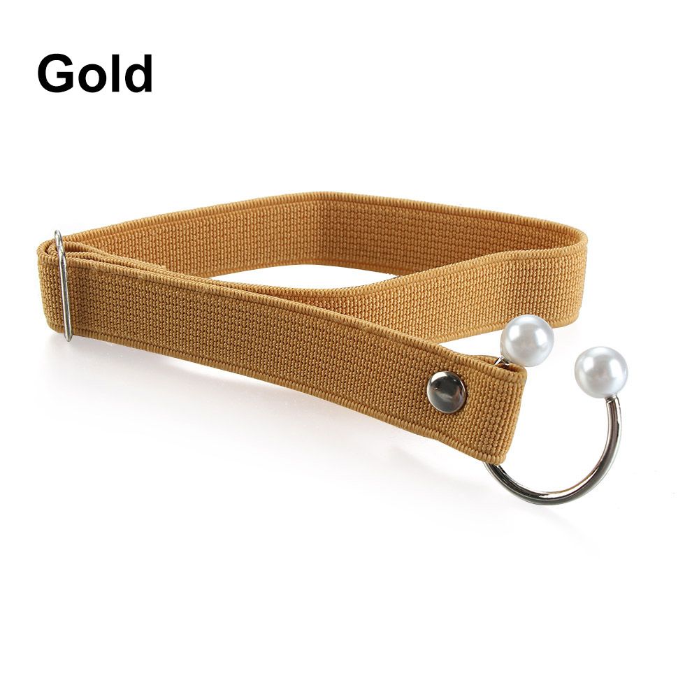 Correa elástica para zapatos de tacón alto para mujer, correa ajustable con perlas en forma de U, cordón elástico anticaída, accesorios para zapatos, 1 par: gold