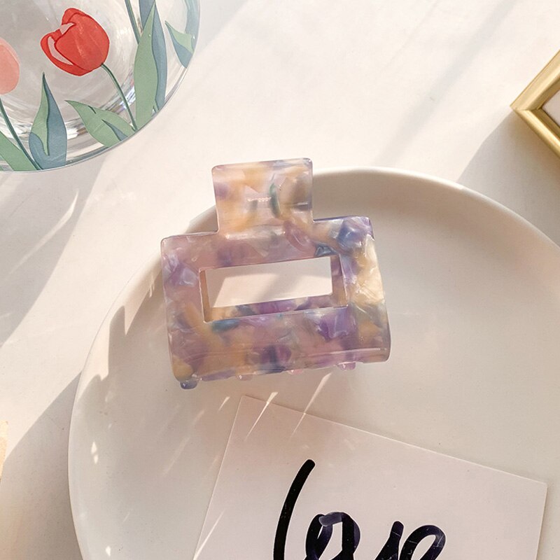 Leopard Print Hair Claws Geometric Hair Clamp Grab Hair Styling Hair Clips for Women Girls Hairpin Hair Accessories: Purple