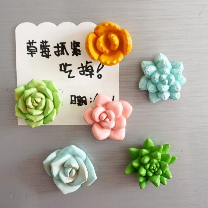 3D Creatieve Succulent Keuken Magneten Leuke Hars Kunstmatige Plant Whiteboard Magneet Decoratie