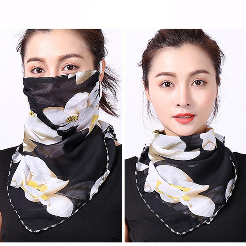 Rooxin Women Face Scarf Bandana with Ear Loops Outdoor Sport Cycling Face Mask Sun Protection Mask Neck Scarf for Hiking Camping: Type 11