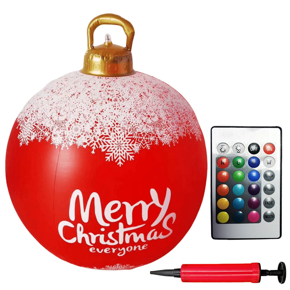 Outdoor Christmas Inflatable Decorate Ball 60cm PVC Giant Inflatable Model Ball with Lights Xmas Tree Festive Decoration Balloon