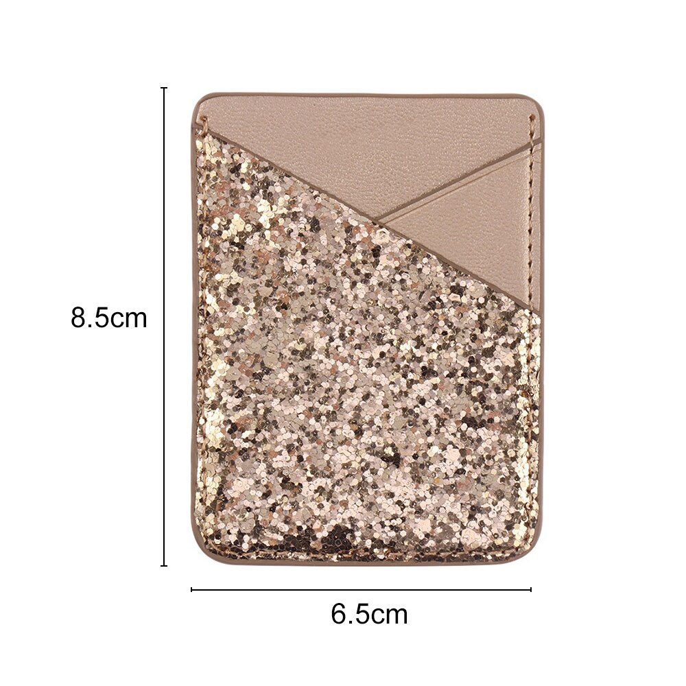 Bling Stick-on Cellphone Pocket Credit Card Holder Wallet Sticker Self-Adhesive Pouch Case Sticker ID Bus Card Cover