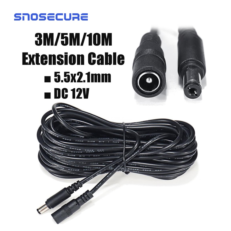 Snosecure 12V Dc Netsnoer 5.5*2.1 Mm Male Female Power Adapter Verlengkabel 3 M 5 M 10 M Cctv Breiden Draad Voor Huishoudapparatuur