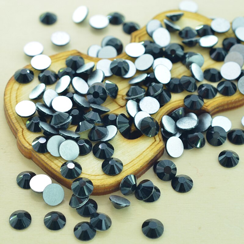 Zwarte Kleur Platte Achterkant Steentjes Voor Nail Art Lijm Op Kristallen/Niet Hotfix Rhinestones