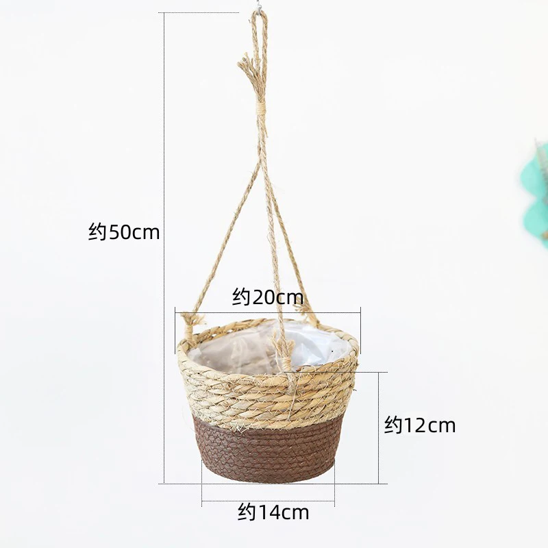 WINCEF-Pots de jardin pour plantes, panier en pot de fleurs, paille intérieure et extérieure, plusieurs: YELLOW