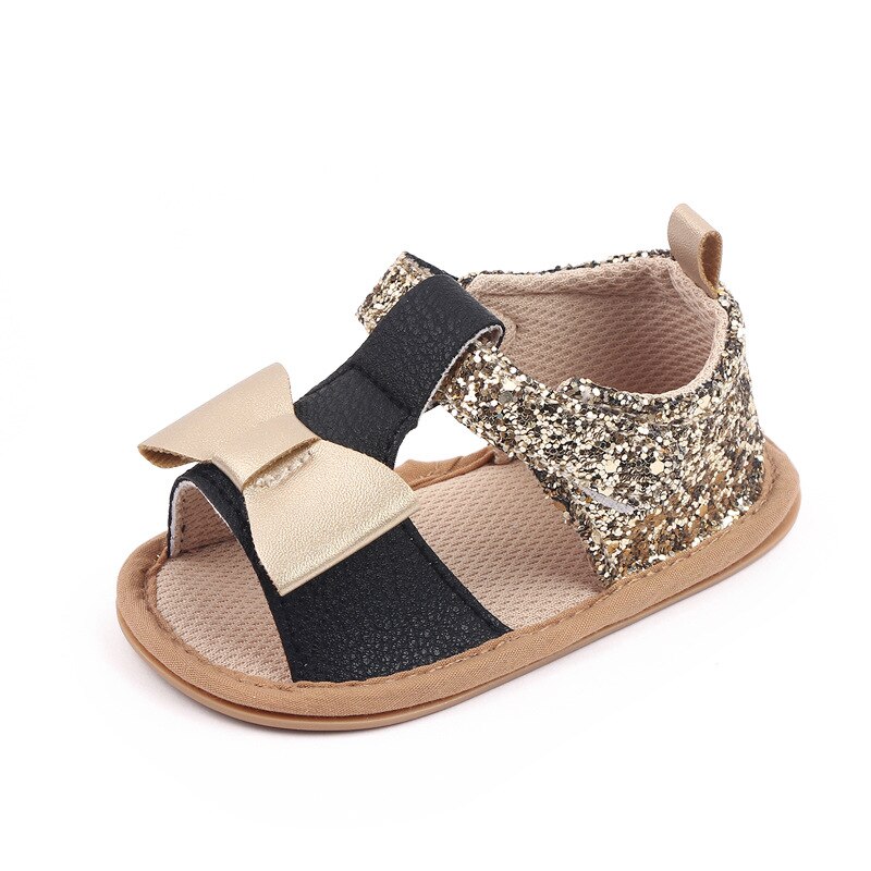 Kleinkind Baby Mädchen Sandales Kleinkind Sommer Schuhe neugeboren Bebes Sanft Gummi Sohle, einzig, alleinig Schuhwerk Pro 1 Jahr niedlich Gold Bling Sandalen: Schwarz / 0-6 Monate