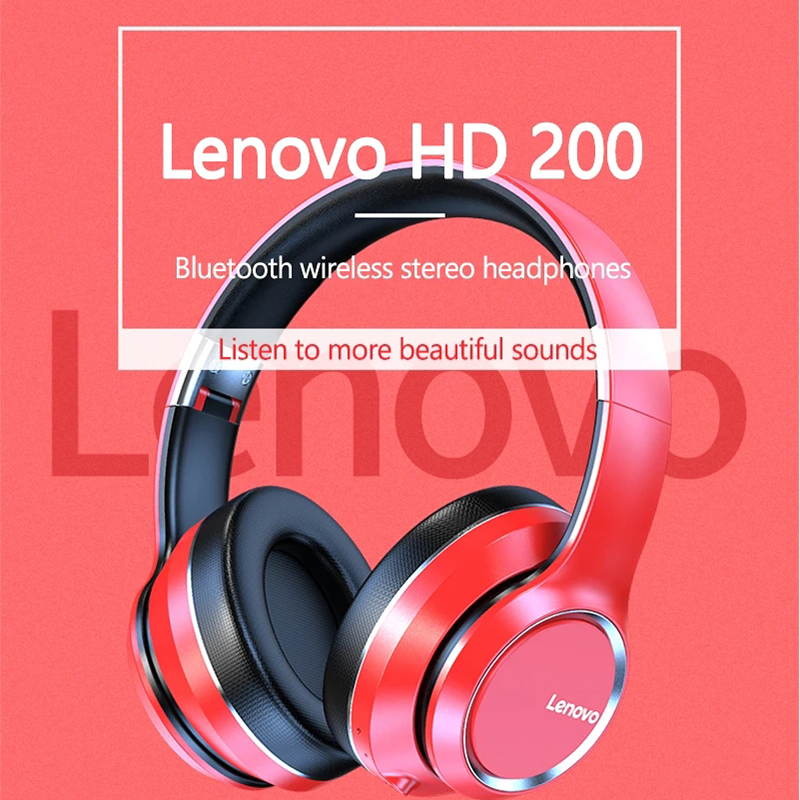 Lenovo HD200 Wireless BT Headset BT5.0 Over-ear Earphone Noise Cancellation HIFI Stereo Game Headset Mic Auriculares de música