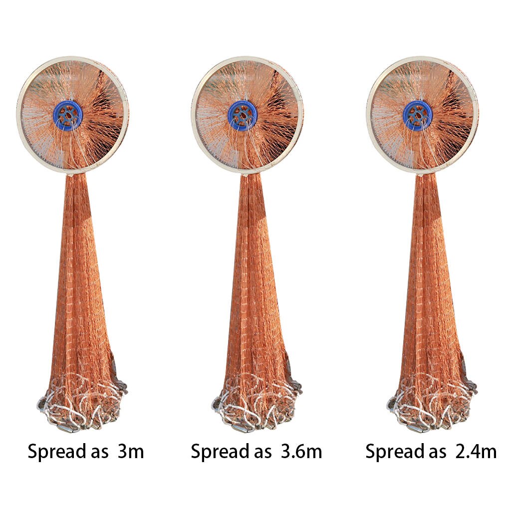 Saltwater Fishing Cast Net Throw Net Aluminum with Heavy Duty Weights 8ft/10ft/12ft American Style for Freshwater