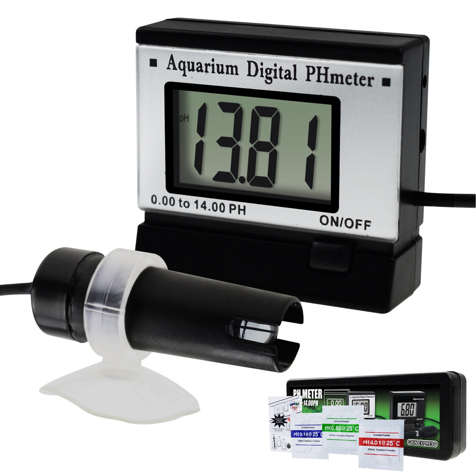 Digital pH Monitor Meter ATC 0.00~14.00pH w/ 1.5M Long Cable Electrode Probe Spa Tank Pool Laboratories Water Tester Kit