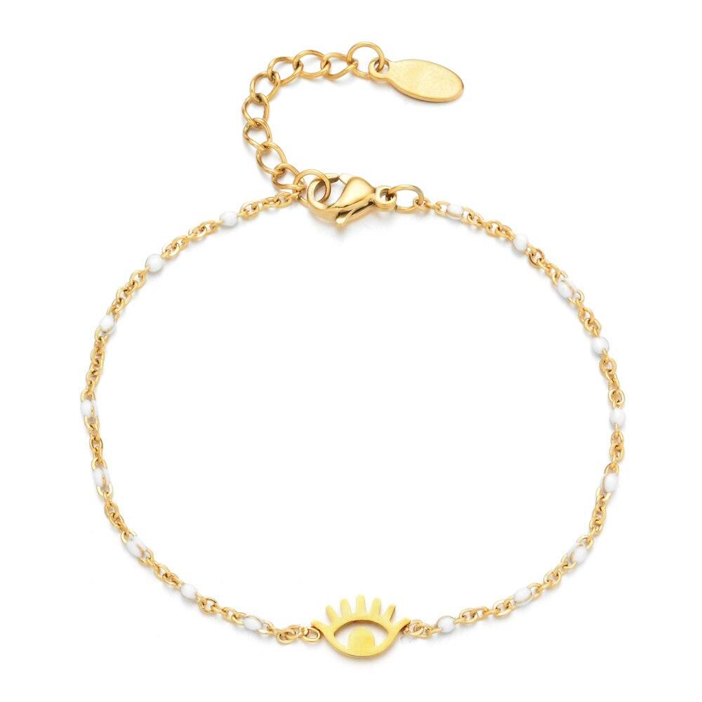 Zmzy Rvs Armband Voor Vrouwen Armband Enamel Evil Eye Armband Link Chain Armbanden Bijoux Sieraden