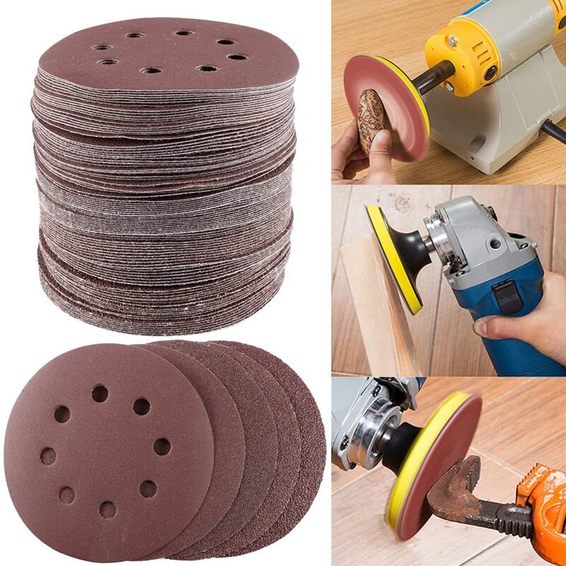 100 Pcs Sanding Discs Sandpaper Sanding Sheets 40 60 80 120 240 Grits Round Self-Adhesive Polishing Disc Sanding Disc