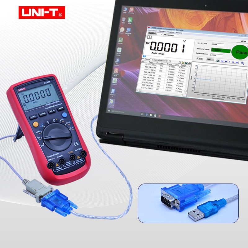 UNI-T UT61A/ UT61B/UT6C/UT6D/UT6E digital multimeter auto range multimetro PC Connect AC DC Voltmeter Ammeter tester+RS232-USB