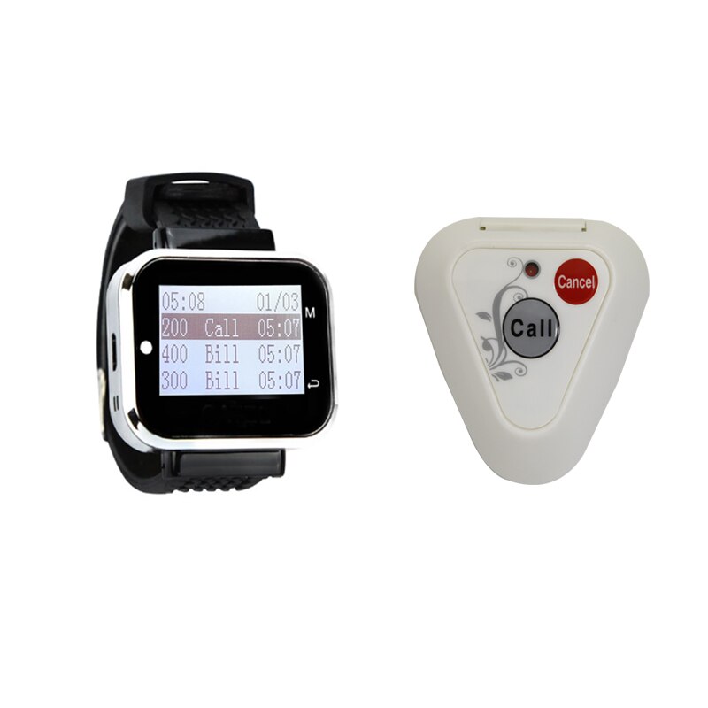 Wireless Pager System Restaurant 1 Call Button Transmitters + 1 Wrist Watch Receiver 433MHz For Factory Cafe Clinic Bar: Two key / us