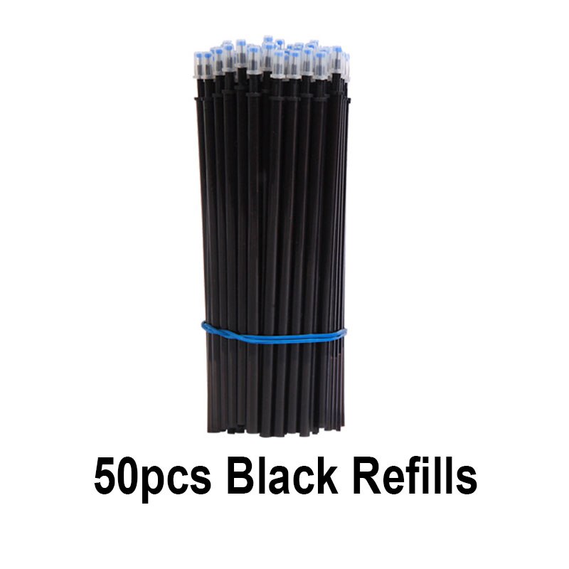 50pcs/Set Gel Pen Permanent Red Blue Black Ink Refill Black Pen Shells Ballpoint Fine-Nib School Office Writing Stationery: 50pcs Black