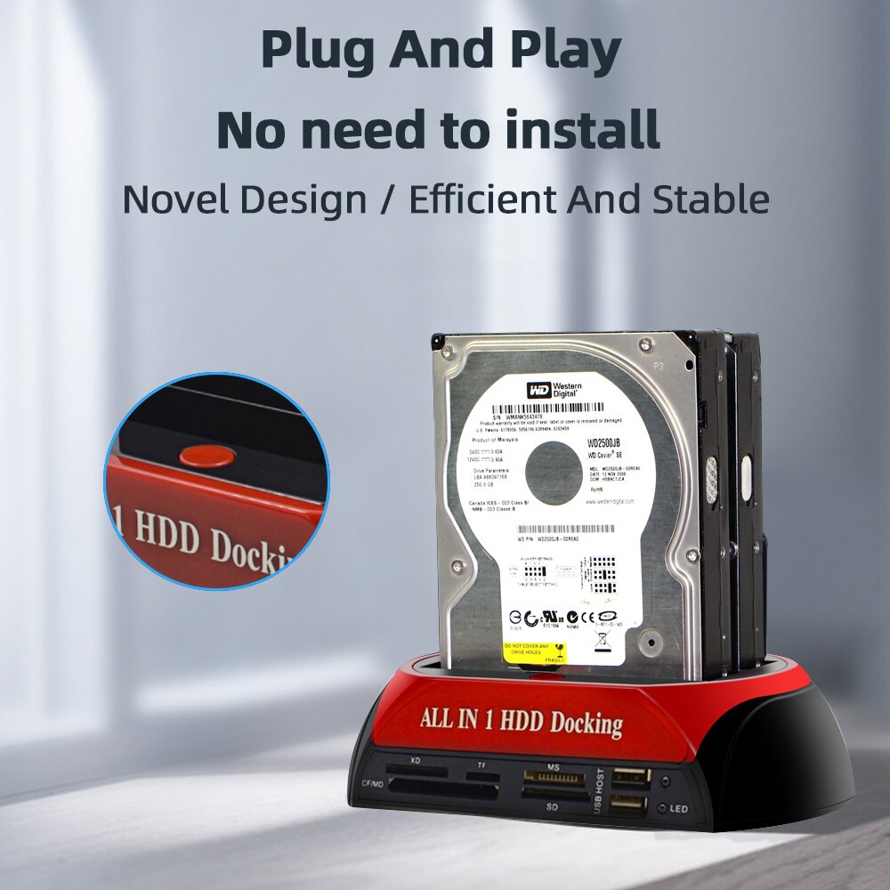 All in 1 Hdd Docking Station eSATA to USB 2.0/3.0 Adapter For 2.5/3.5 Hard Disk Drive Docking Station Hard Enclosure US/UK/EU/AU